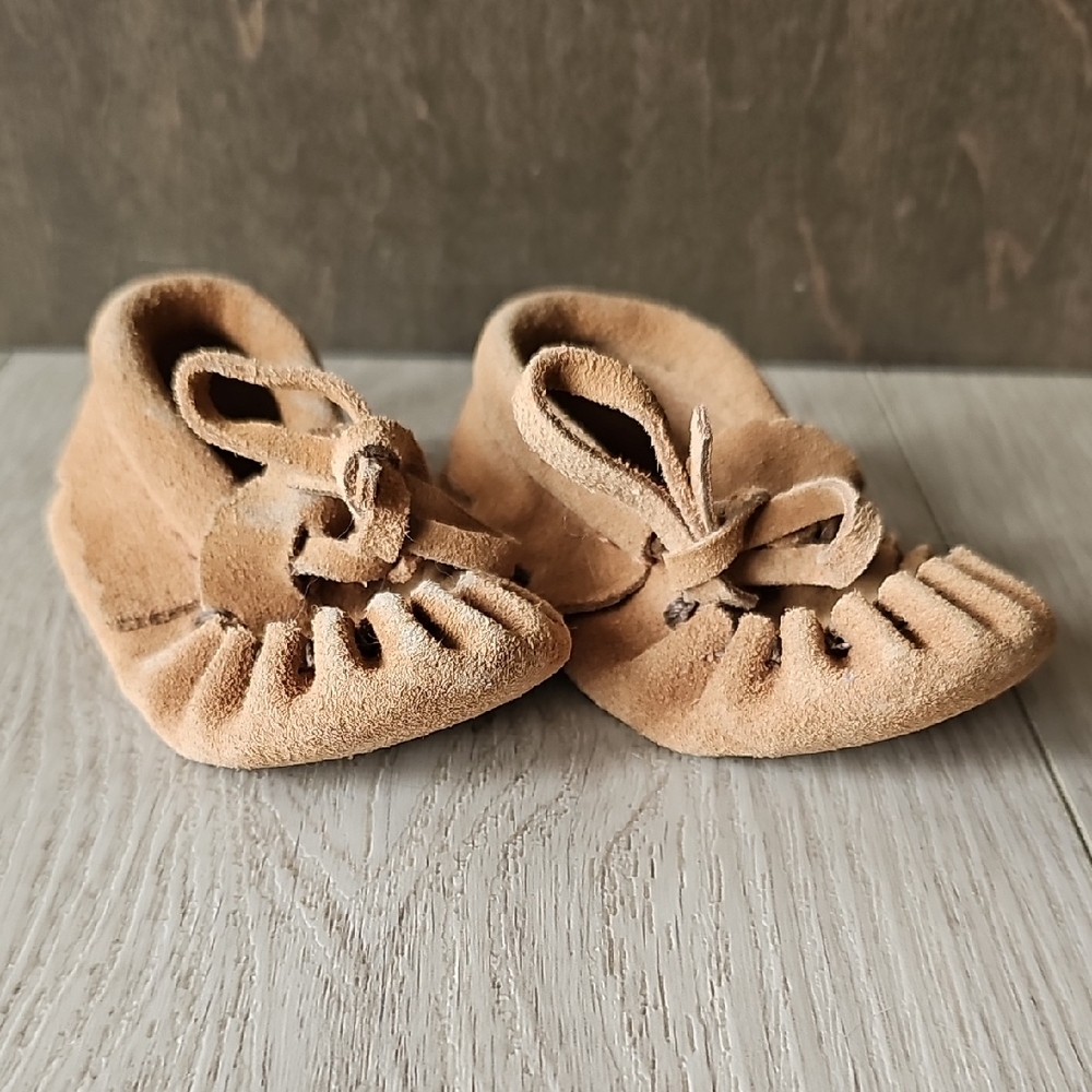 Handmade Suede Leather‎ Booties Moccasins 10cm / Size 1